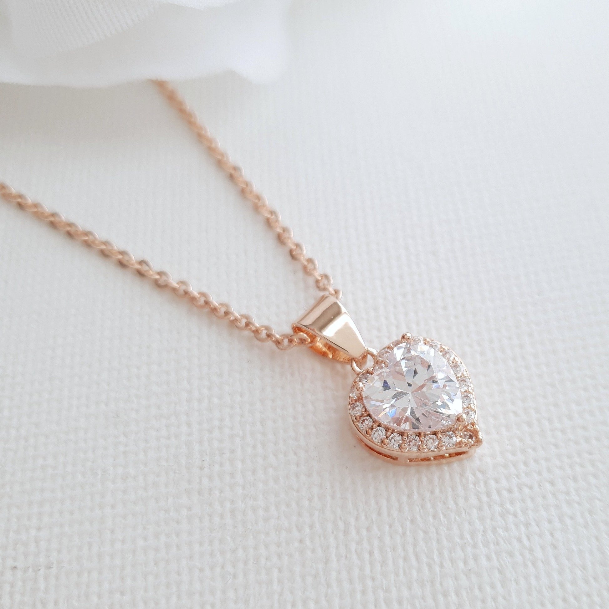 Rose Gold Heart Pendant Necklace with Chain- Poetry Designs