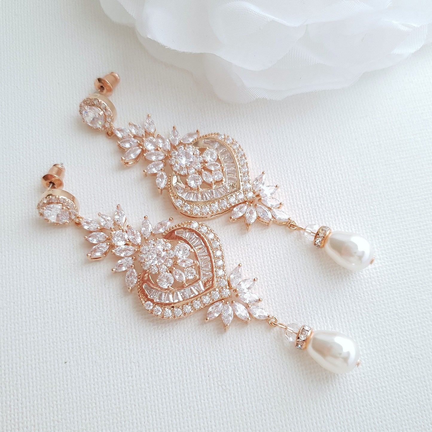 Rose Gold Chandelier Wedding Earrings- Poetry Designs