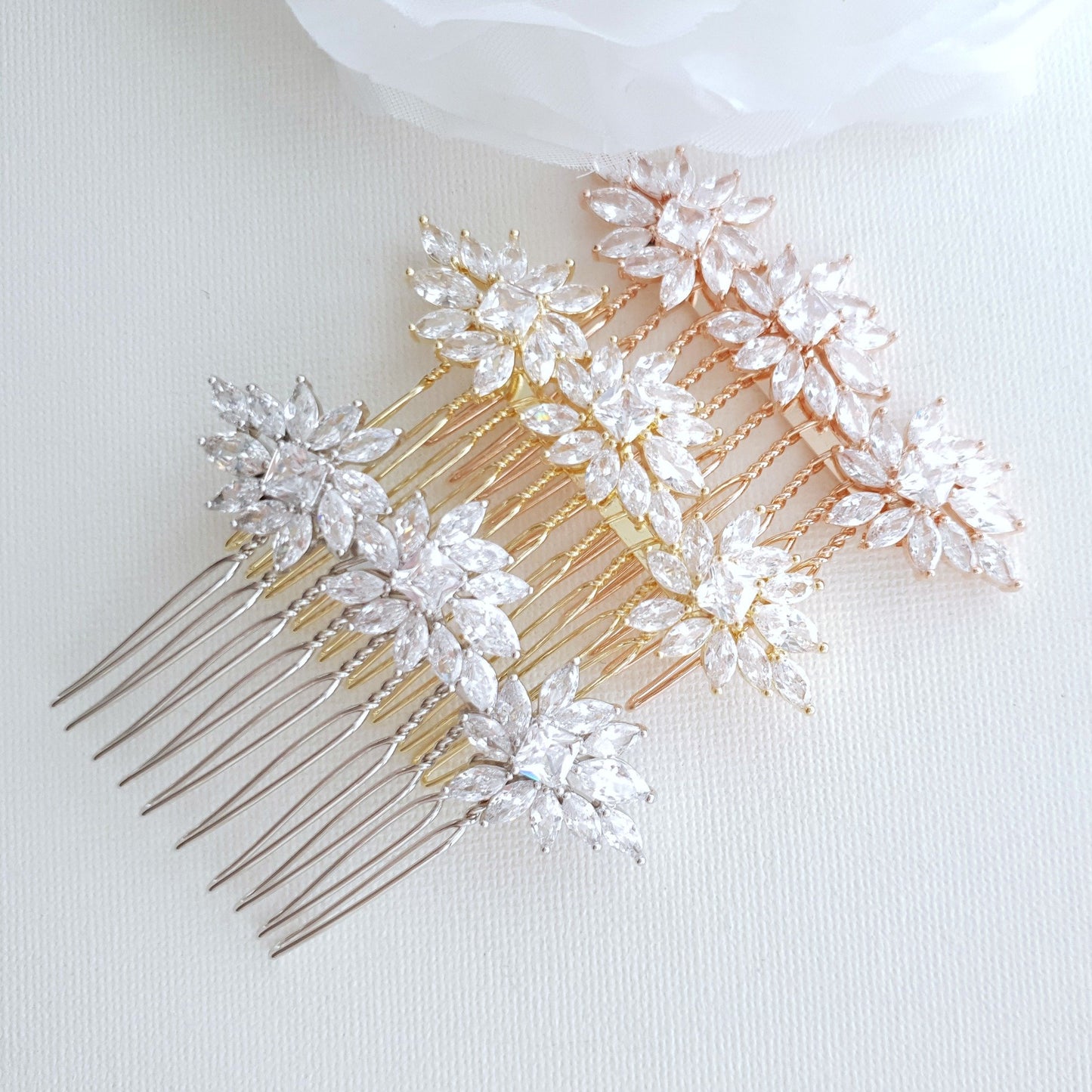 Rose Gold Hair Combs for Brides- Bridget - PoetryDesigns