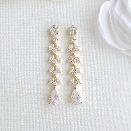 Marquise Crystal Earrings in Gold- Poetry Designs