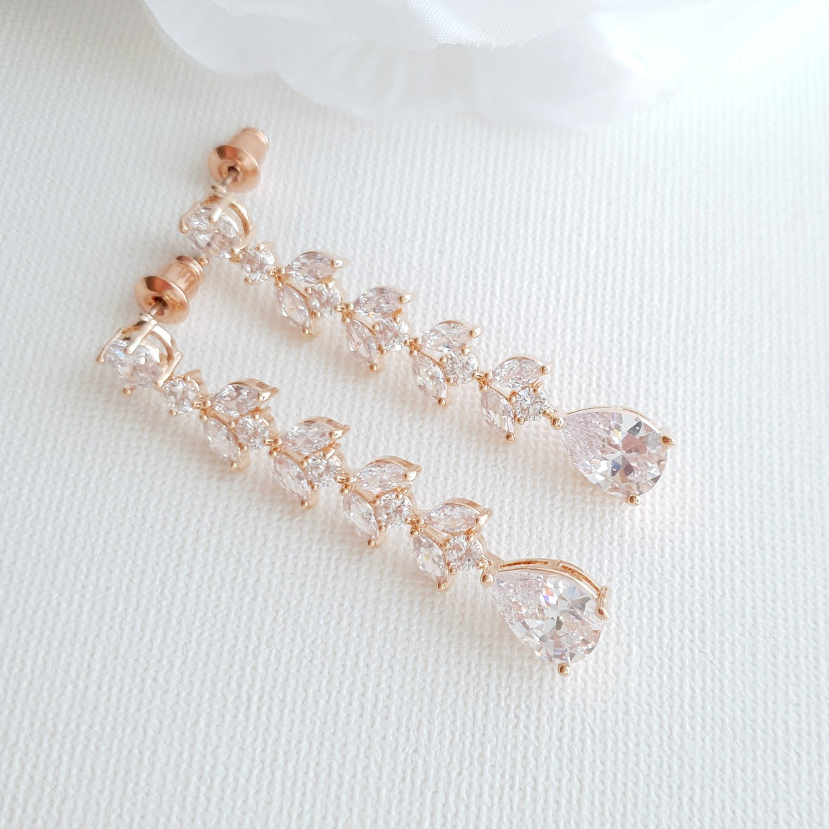 •STRAY• rose quartz marquise + gold earrings main image 1
