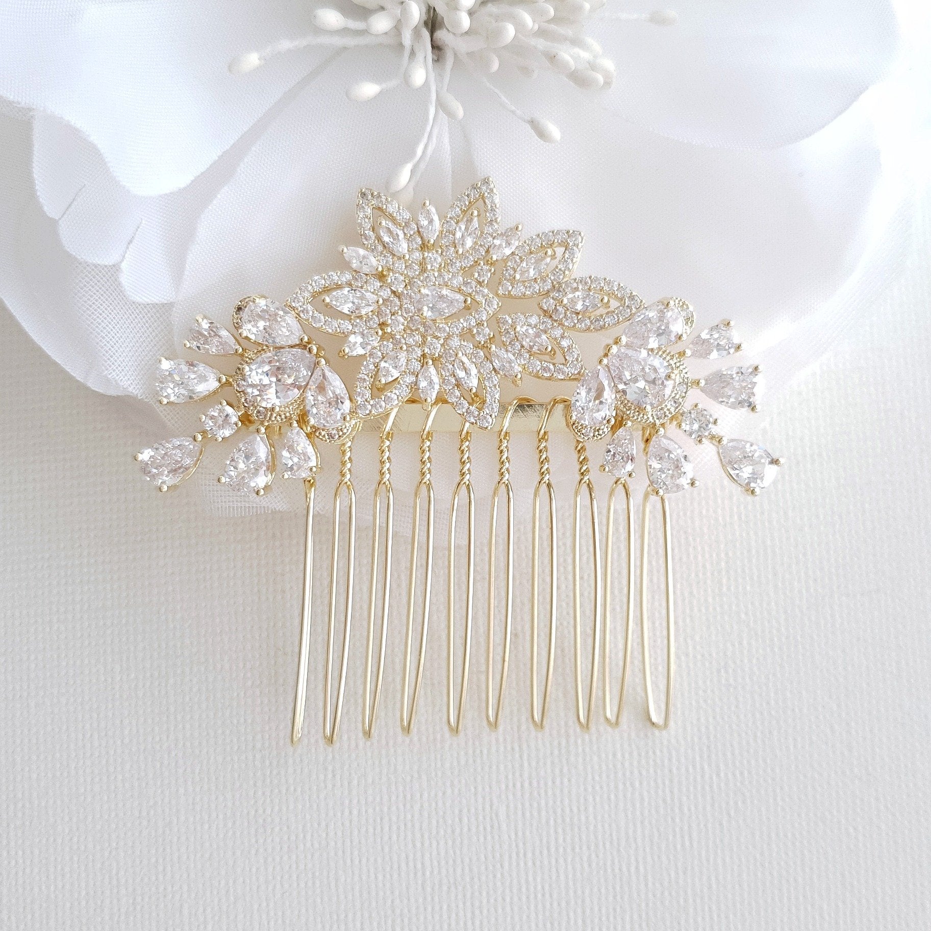 Jeweled Bridal Hair Combs- Lara - PoetryDesigns