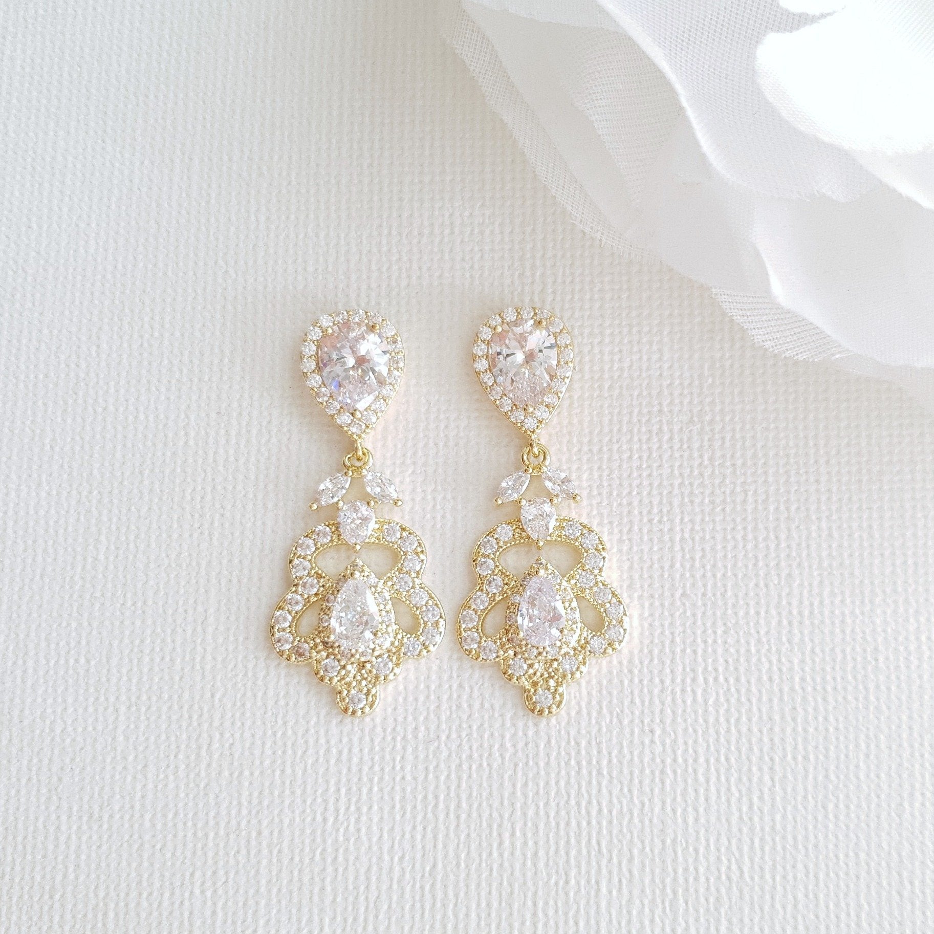 Wedding Gold Earrings For Brides 2024 | www.kirazlidis.com