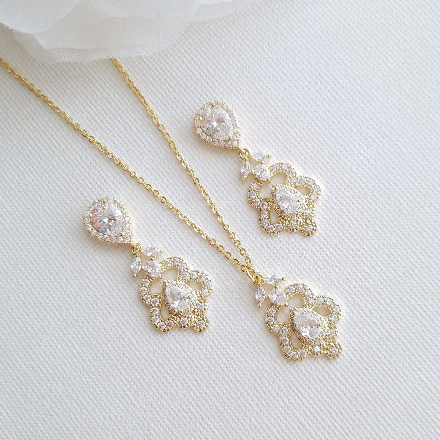 Rose Gold Vintage Bridal Jewelry Set- Norma - PoetryDesigns