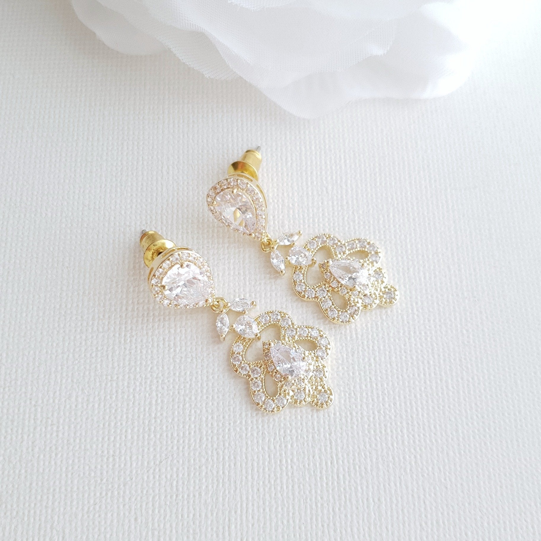 SV Long Marquise Wedding Earrings Earrings | Sweetv