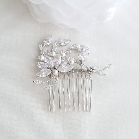 Petite Flower Hair Comb Wedding-Kika - PoetryDesigns