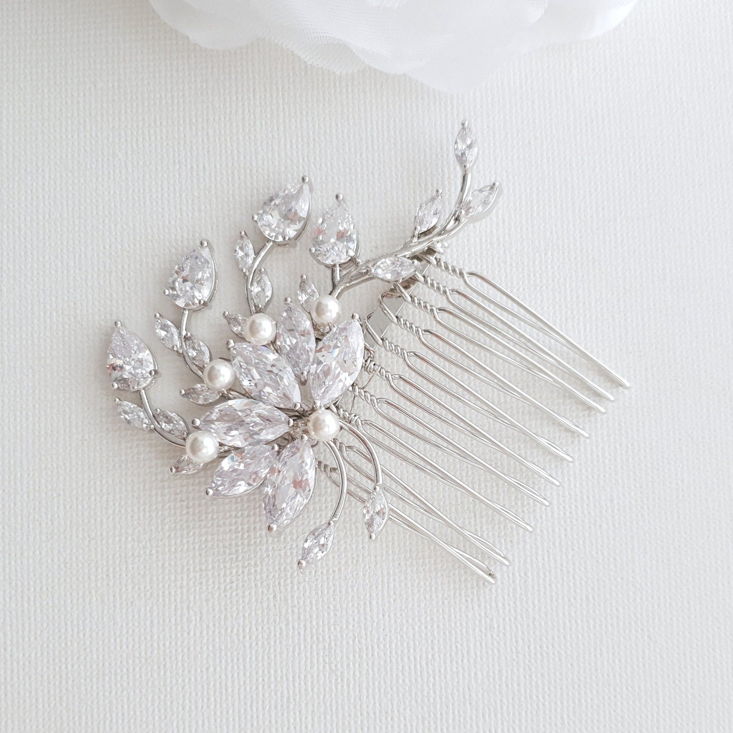 Small Flower Rose Gold Bridal Hair Comb -Kika - PoetryDesigns