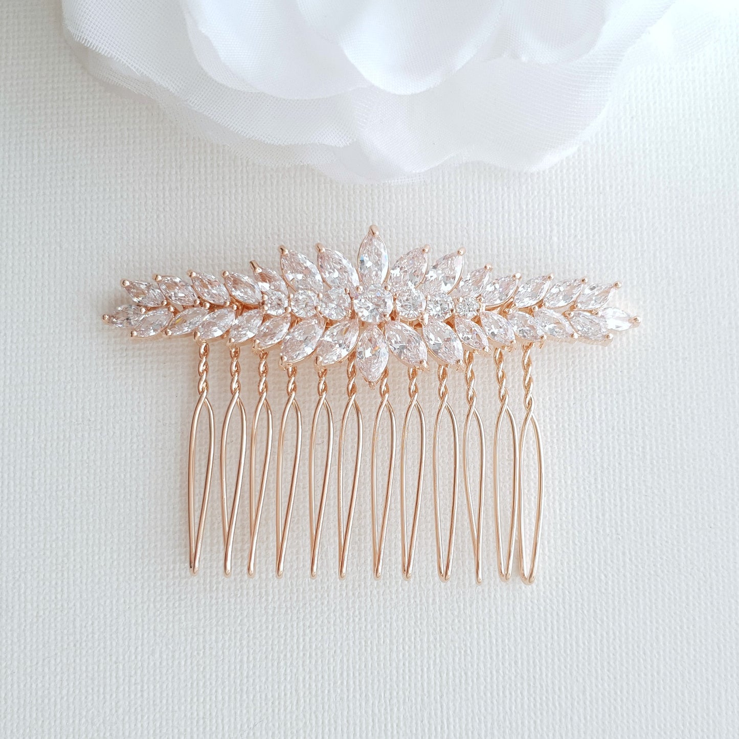 Yellow Gold Hair Comb for Wedding-Giselle