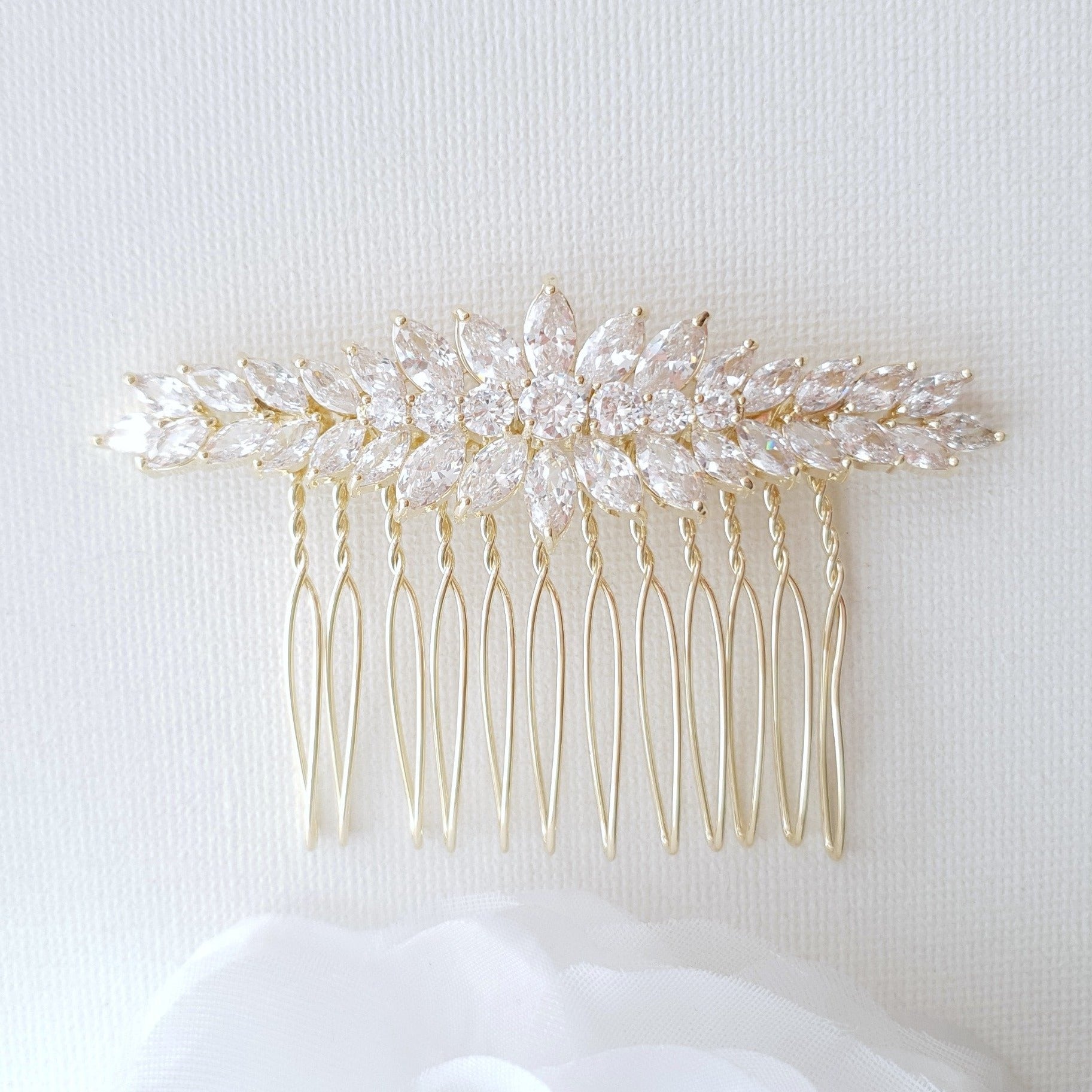 Crystal Wedding Hair Piece for Brides-Giselle - PoetryDesigns
