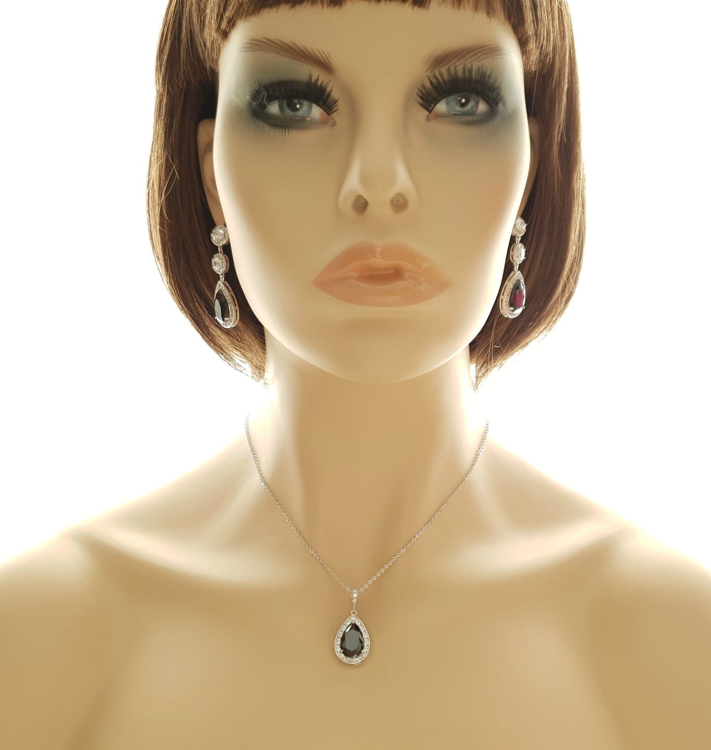 Gold and Black Long Teardrop Earrings- Zoe - PoetryDesigns