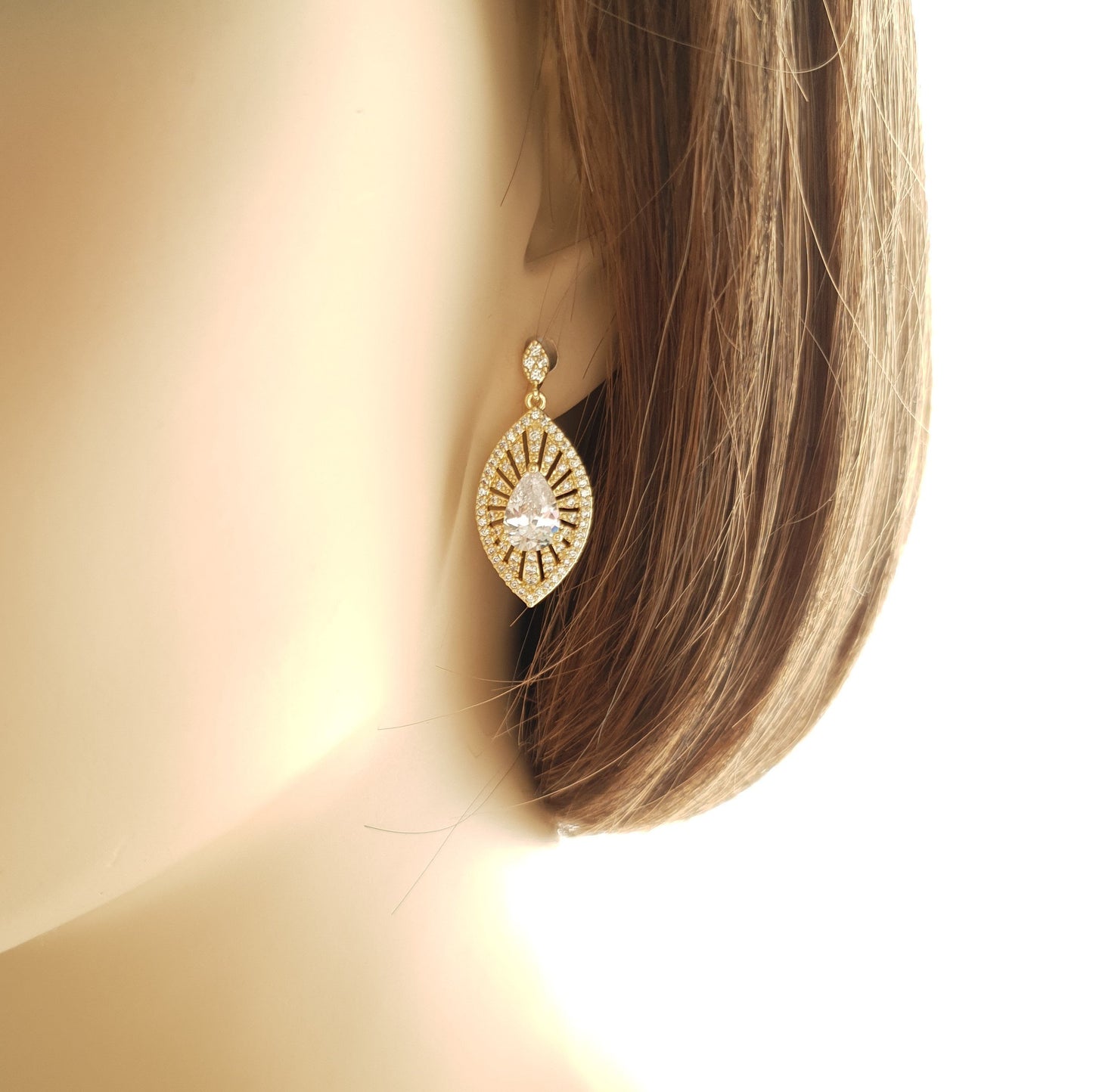 Gold Short Drop Earrings-Zoey - PoetryDesigns