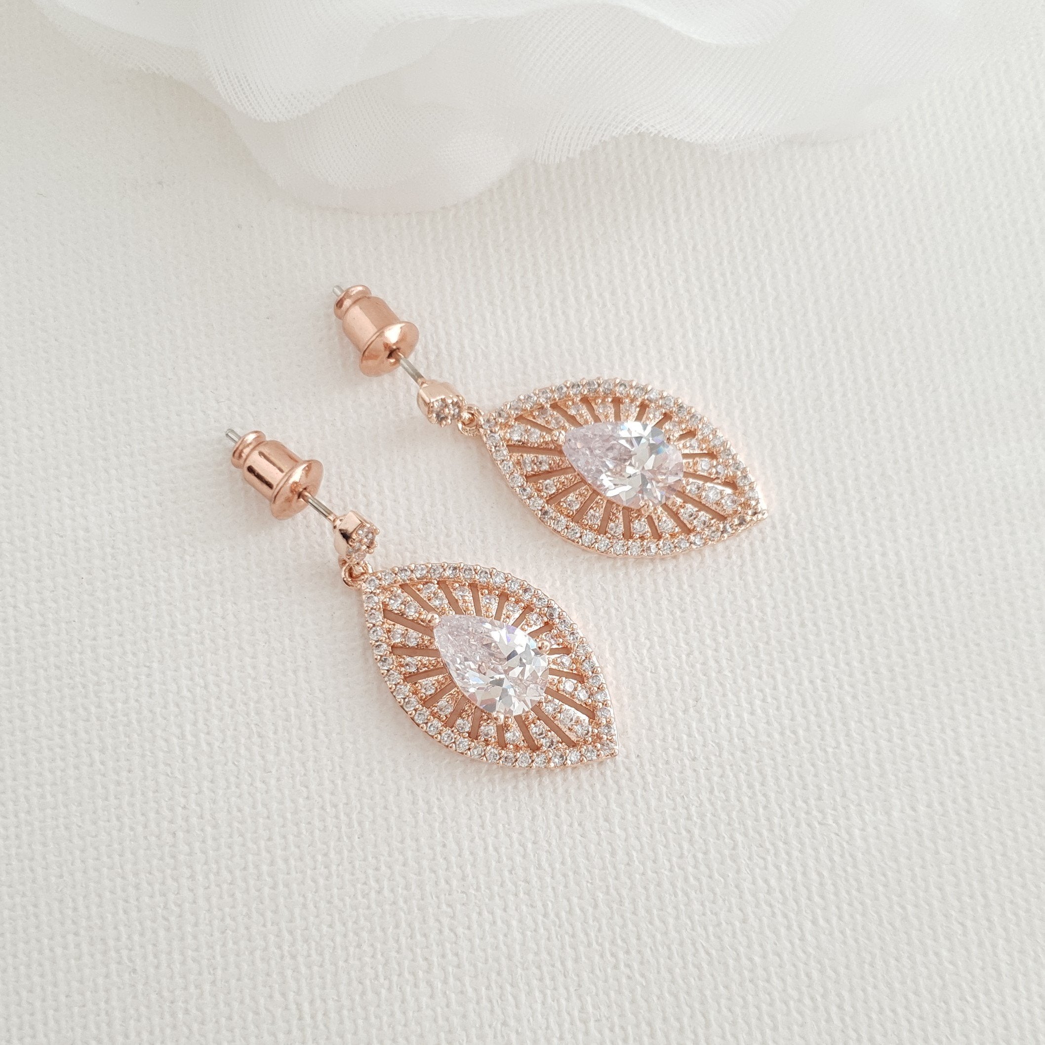 Short Drop Bridal Earrings| Bride & Bridal Party Earrings for