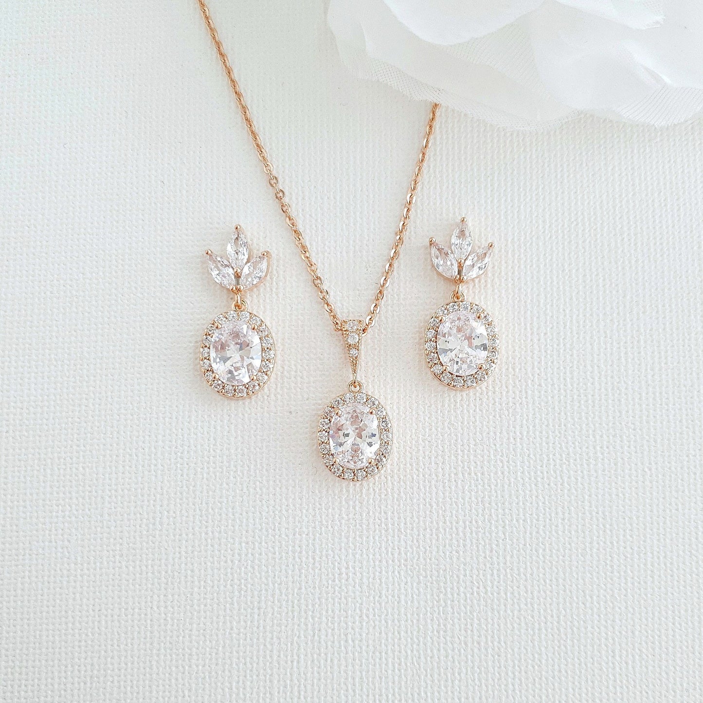 Oval Bridal Jewelry Set-Emily - PoetryDesigns