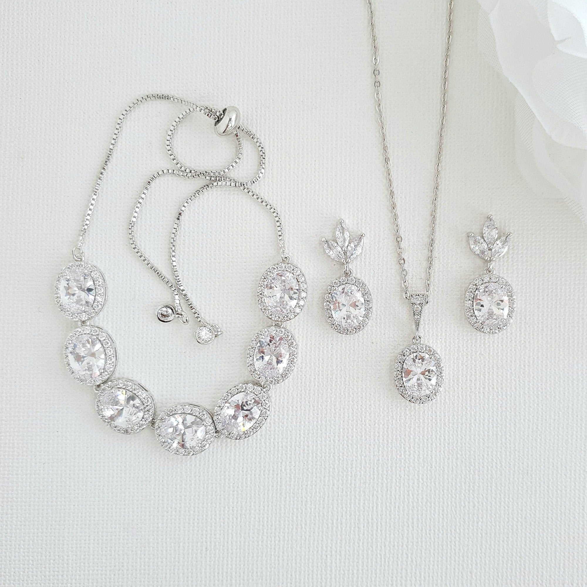 Oval Necklace Set With Matching Earrings & Bracelet| Adorn A Bride
