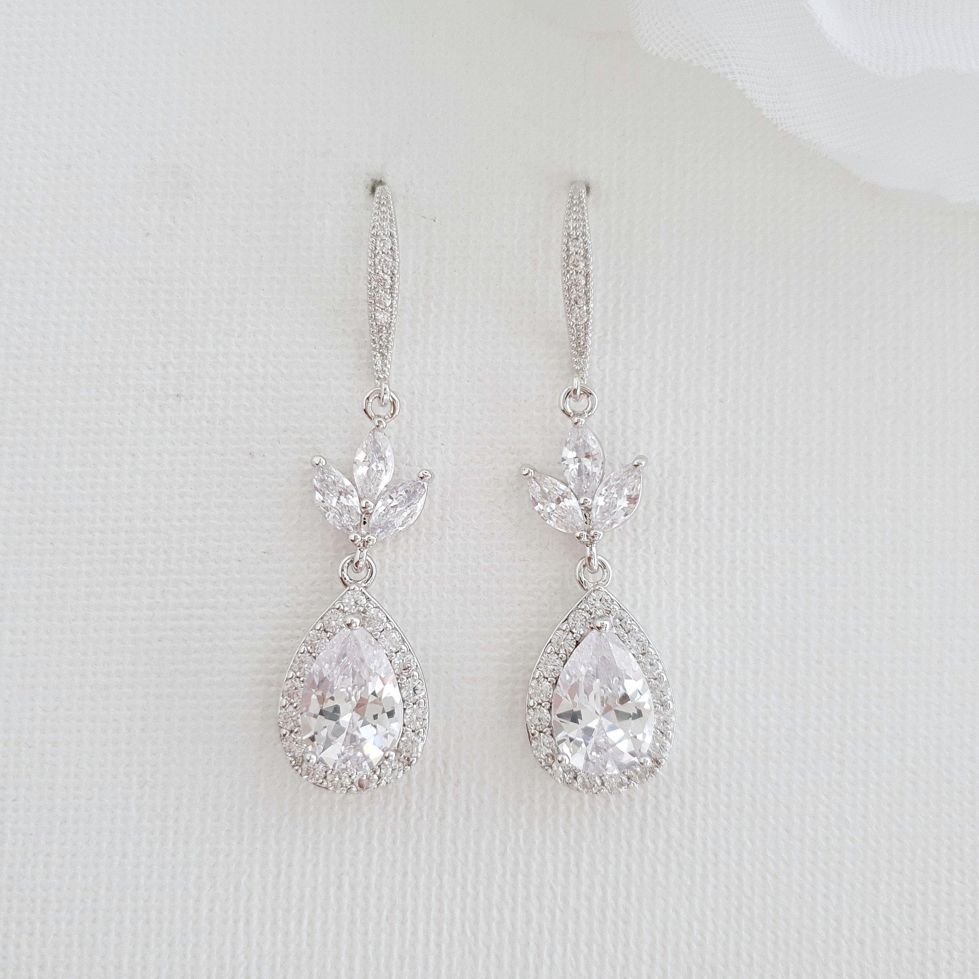Crystal Drop Earrings Umbrella Shape Chandelier Bridal Earrings Cascading Crystal  Earring with S925 Silver Pins – Huge Tomato