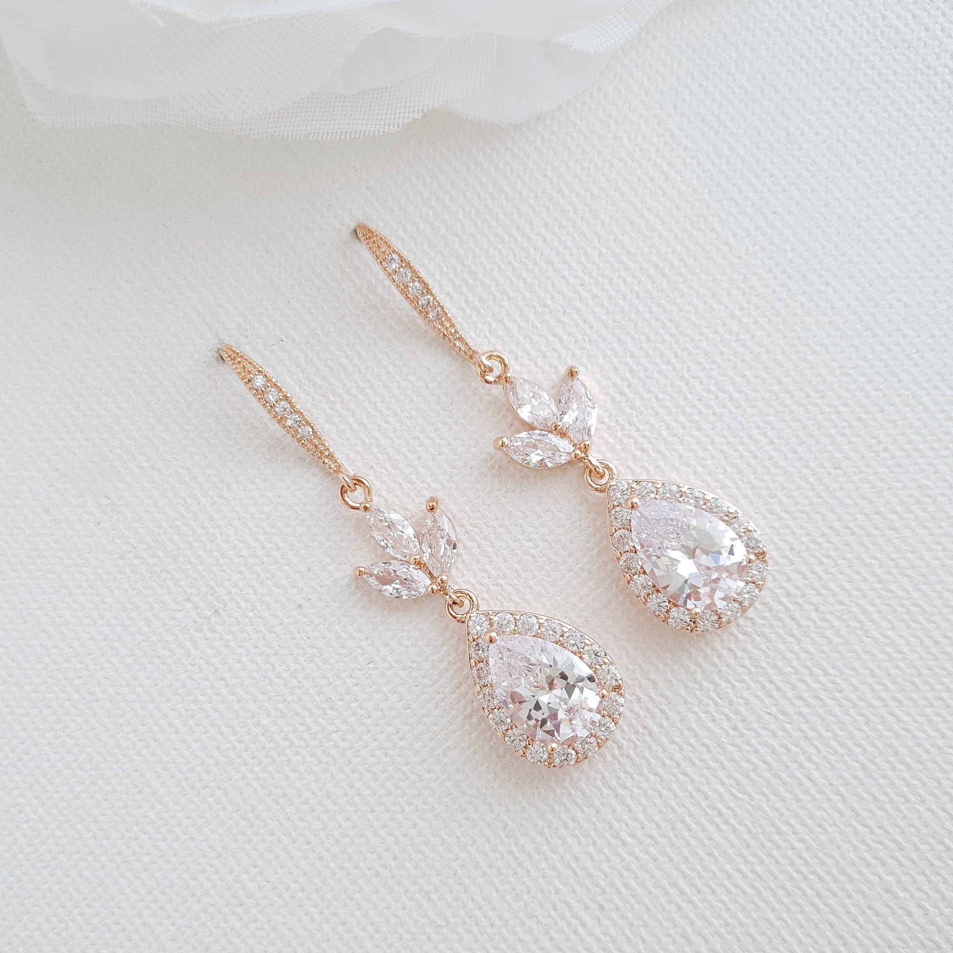 Silver Hook Earrings for Weddings & Brides With CZ Crystal Dangle