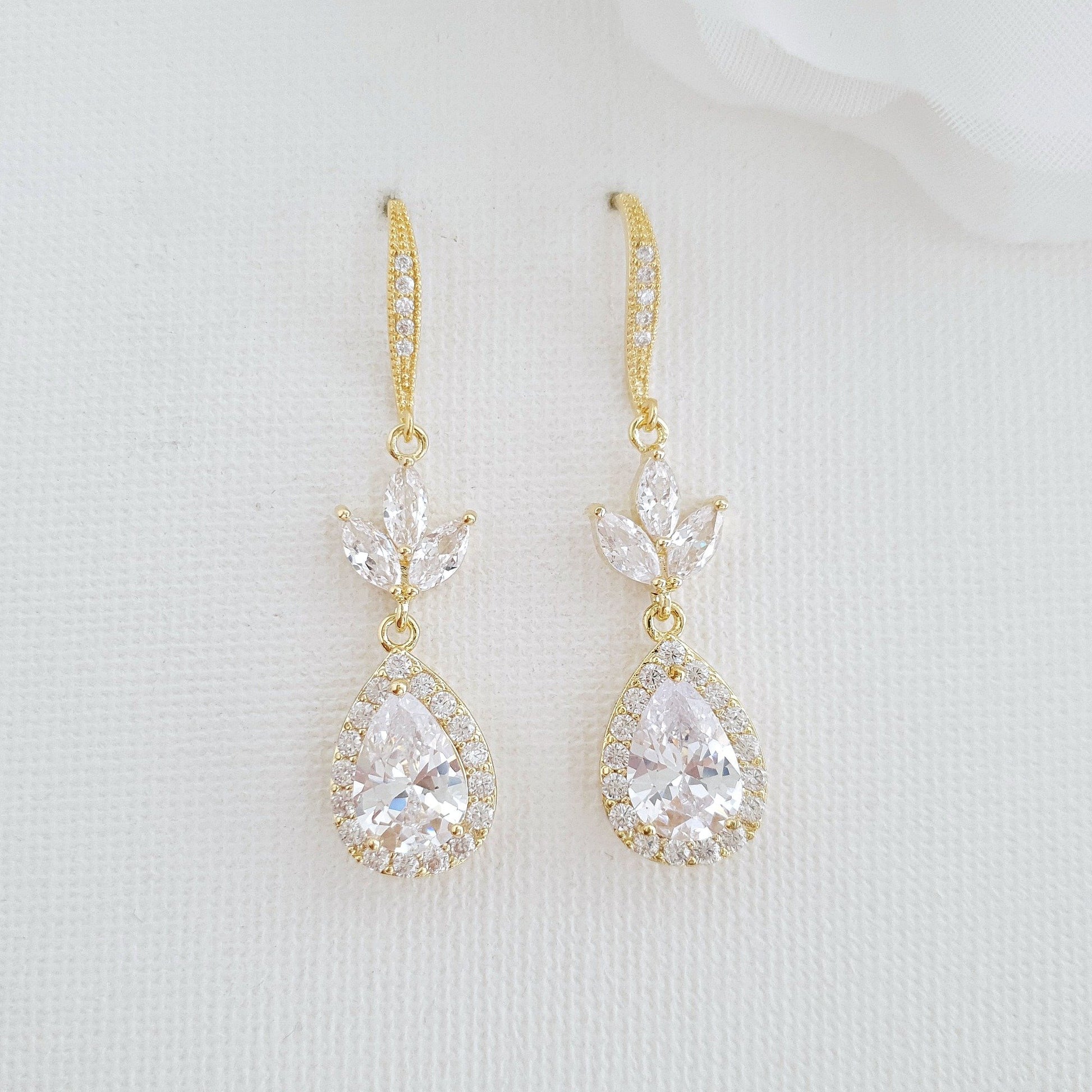 Bridal & Wedding Ear Hook Earrings in Rose Gold for Brides- Lotus - PoetryDesigns