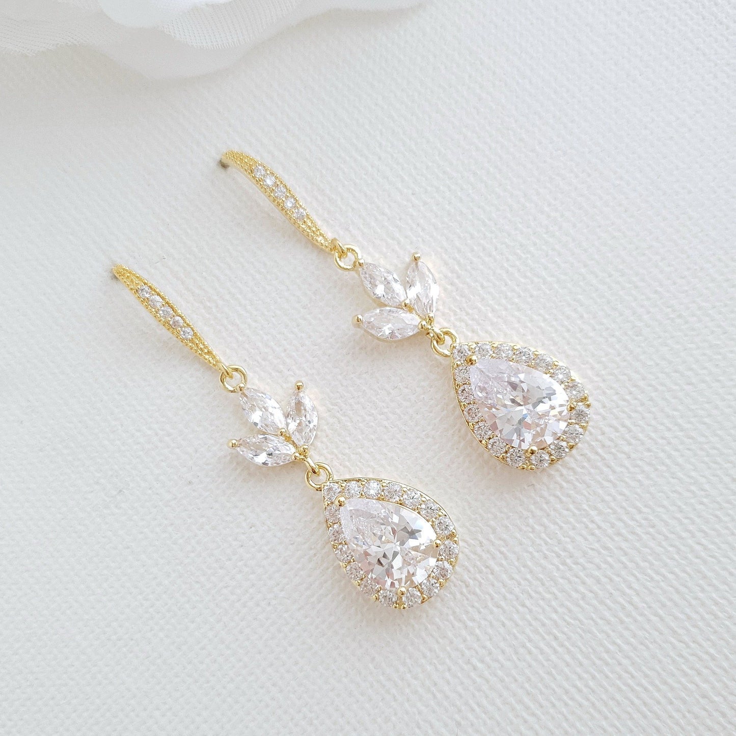Gold Hook Earrings For Weddings- Lotus - PoetryDesigns