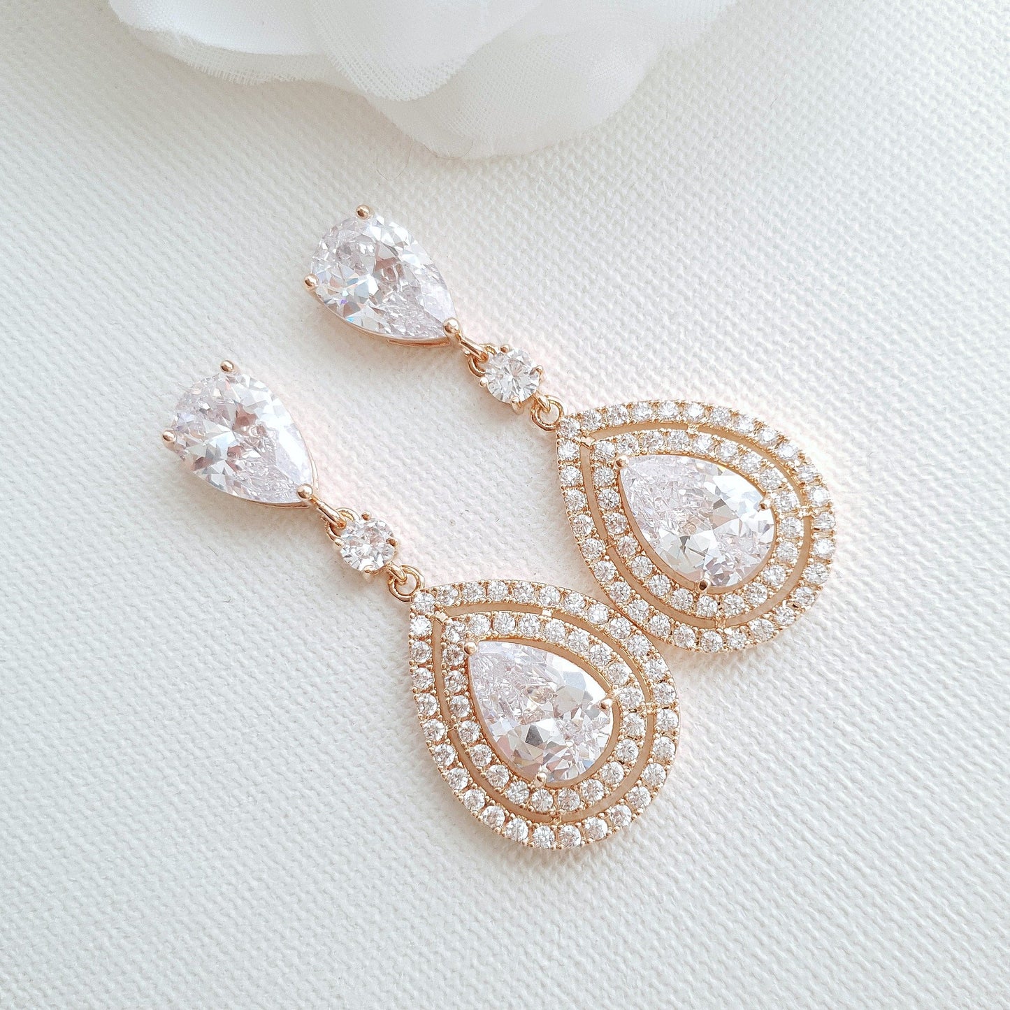Gold Teardrop Earrings for Weddings- Joni - PoetryDesigns