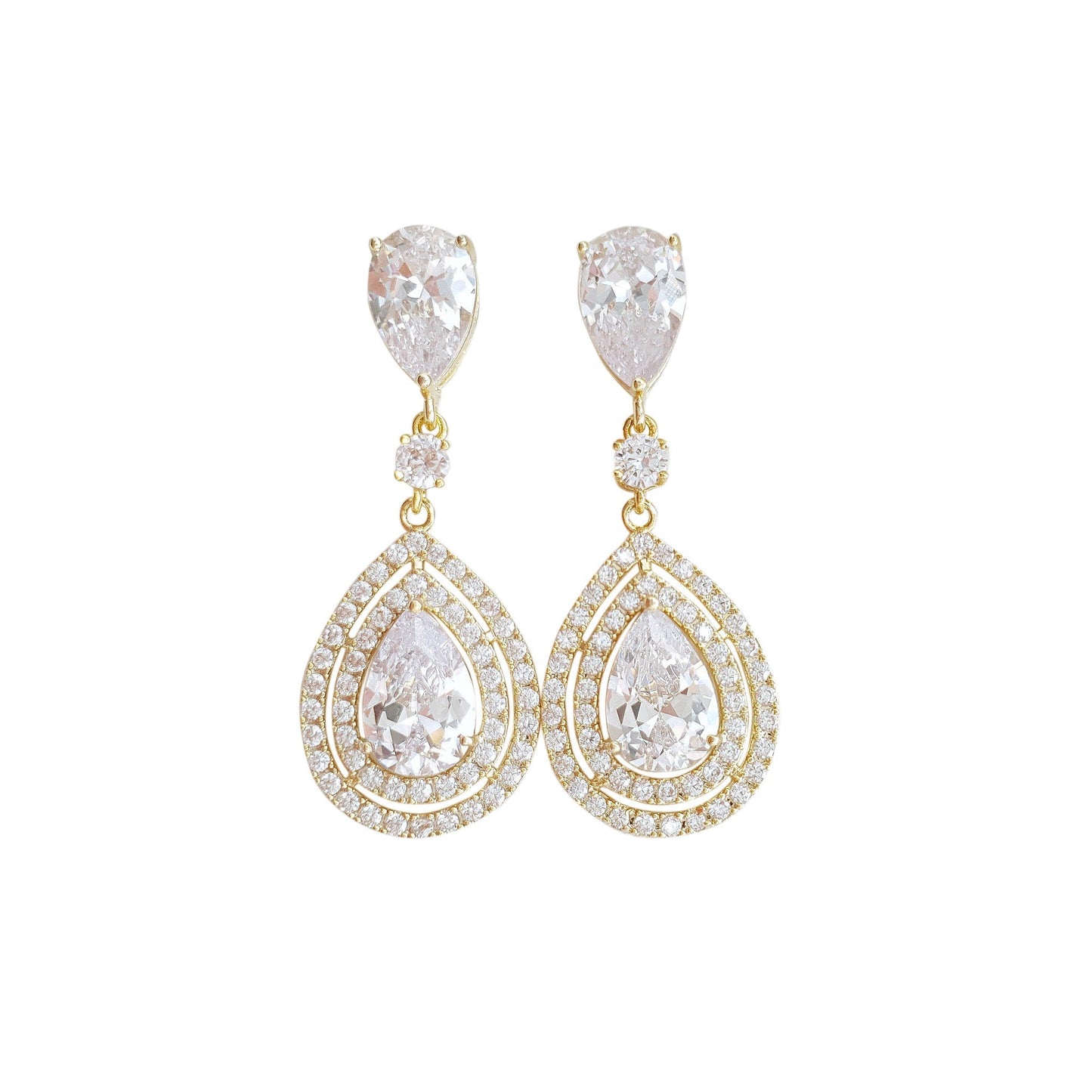 Gold Teardrop Earrings for Weddings- Joni - PoetryDesigns