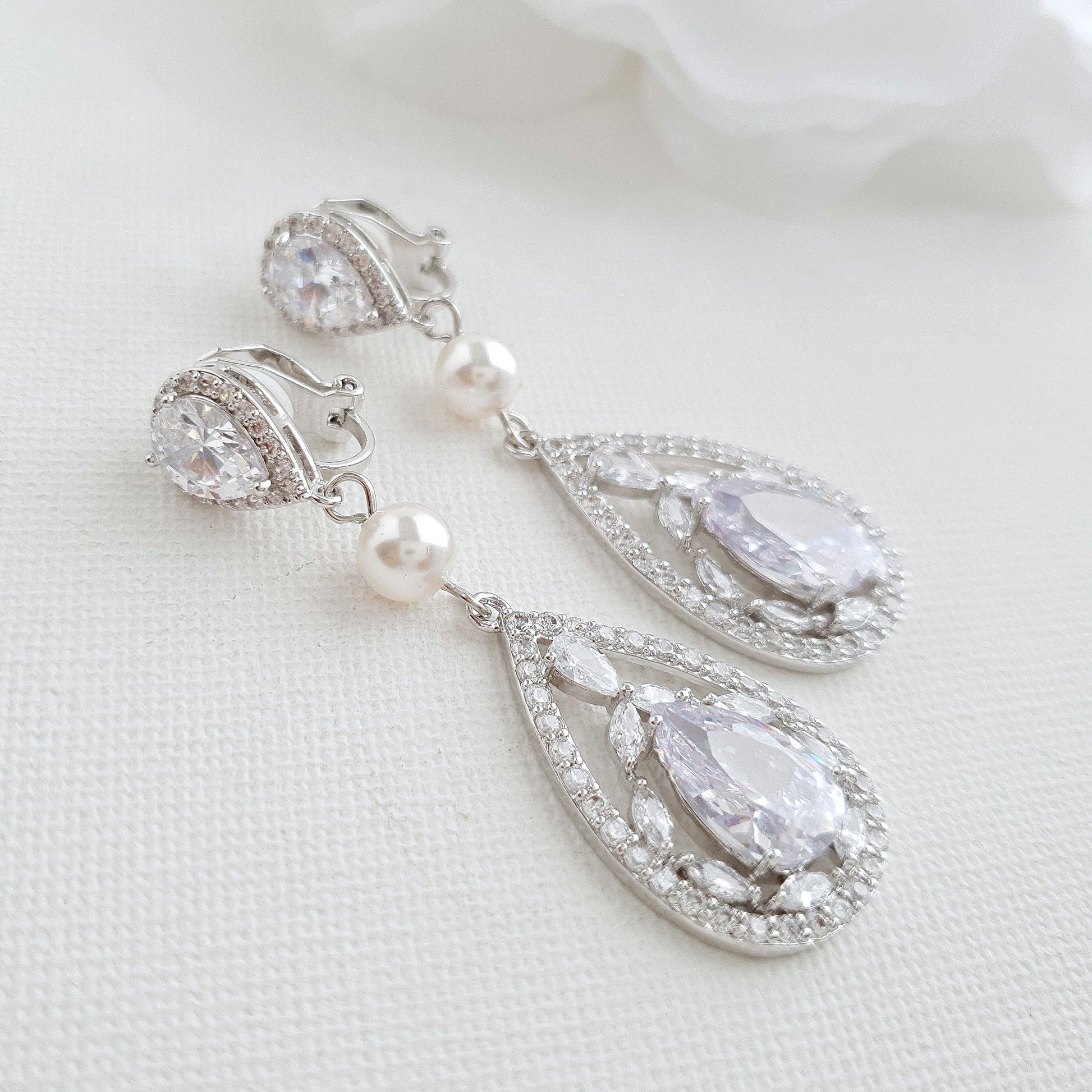silver clip on earrings- Poetry Designs