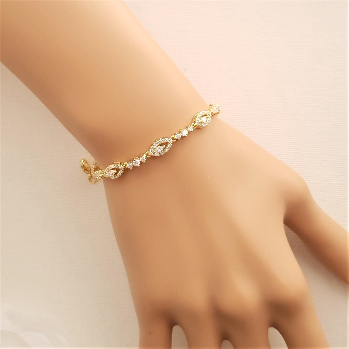 Slim Rose Gold Wedding Bracelet- Hannah - PoetryDesigns