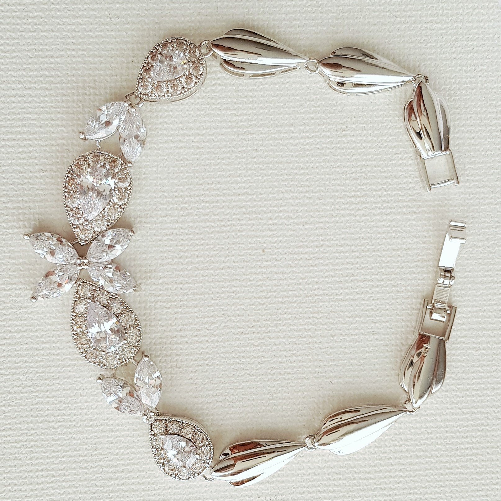 Flower & Teardrop Bridal Bracelet-Anemone - PoetryDesigns