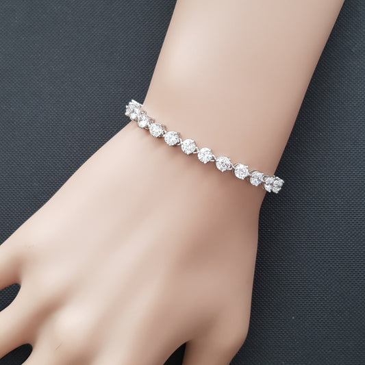 Round Cubic Zirconia Array Bracelet-Hazel - PoetryDesigns