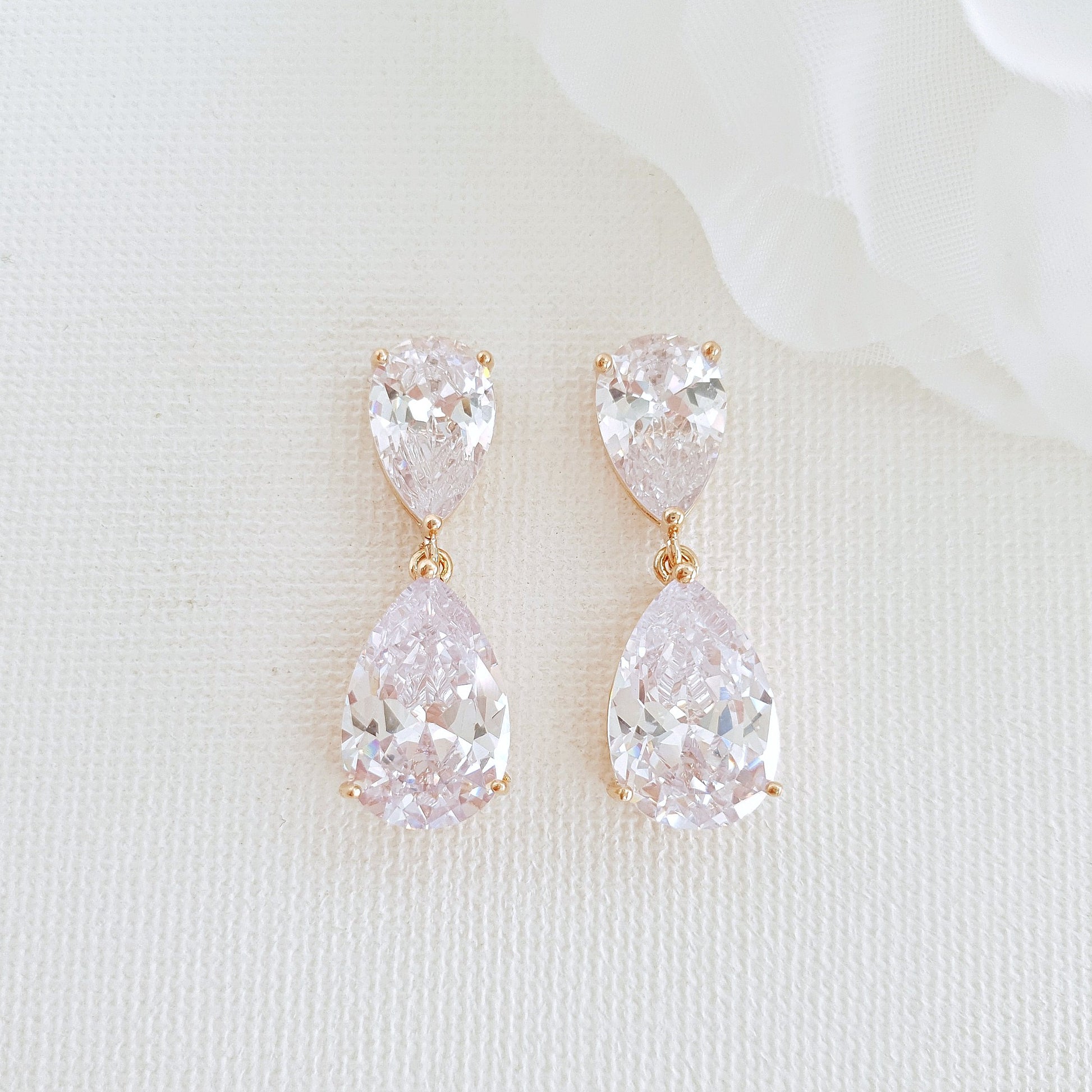 Rose Gold diamante earrings for brides and bridesmaids- Poetry Designs