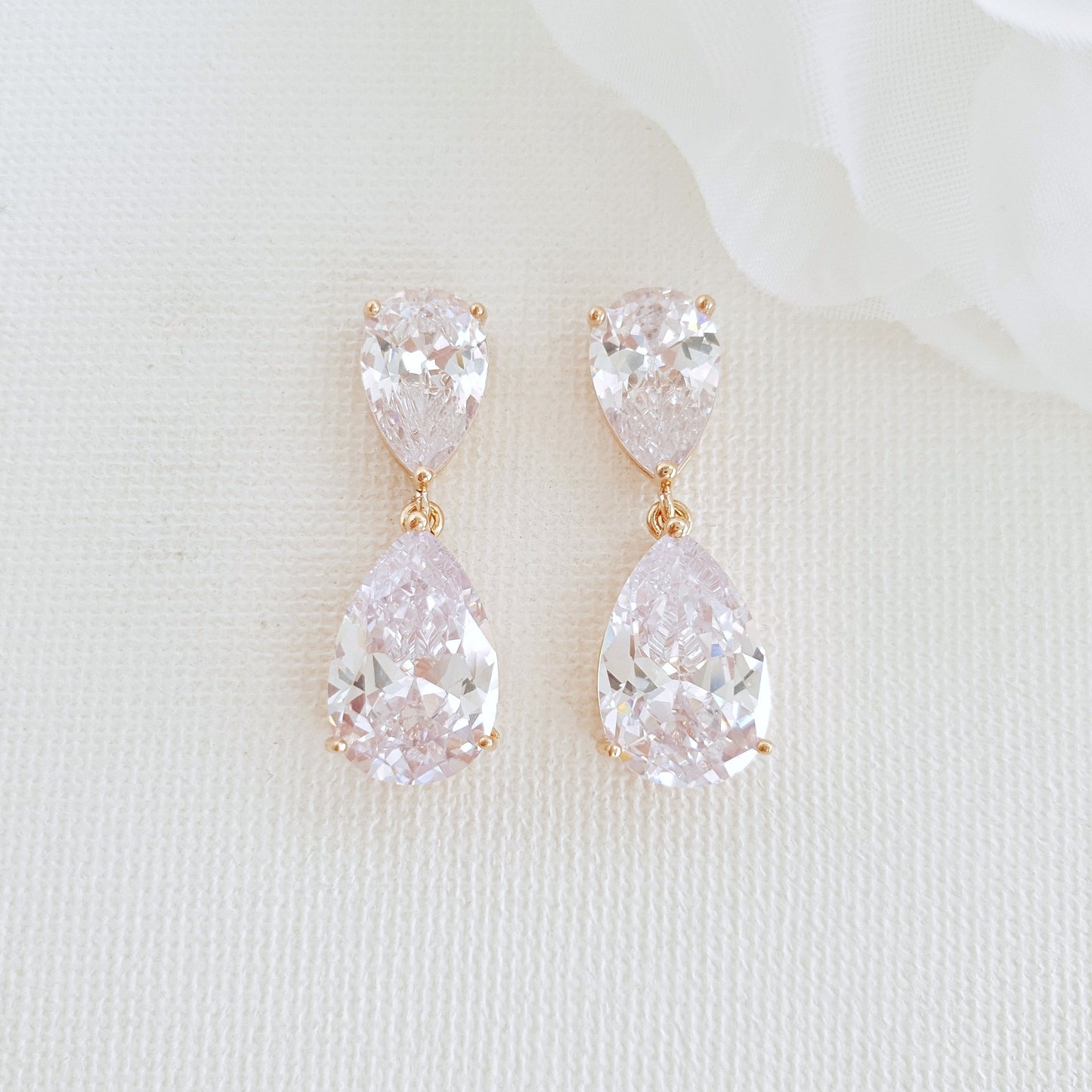 Rose Gold Diamante Earrings-Clara