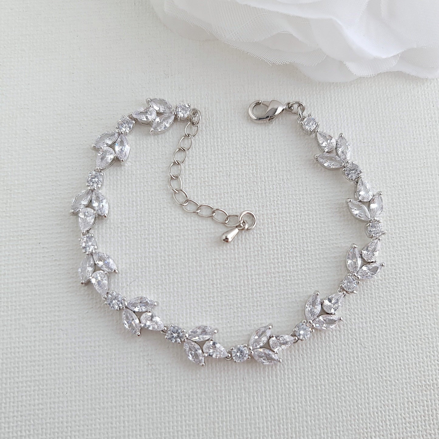 Bracelet for the Bride in cubic zirconia and Silver-Anya