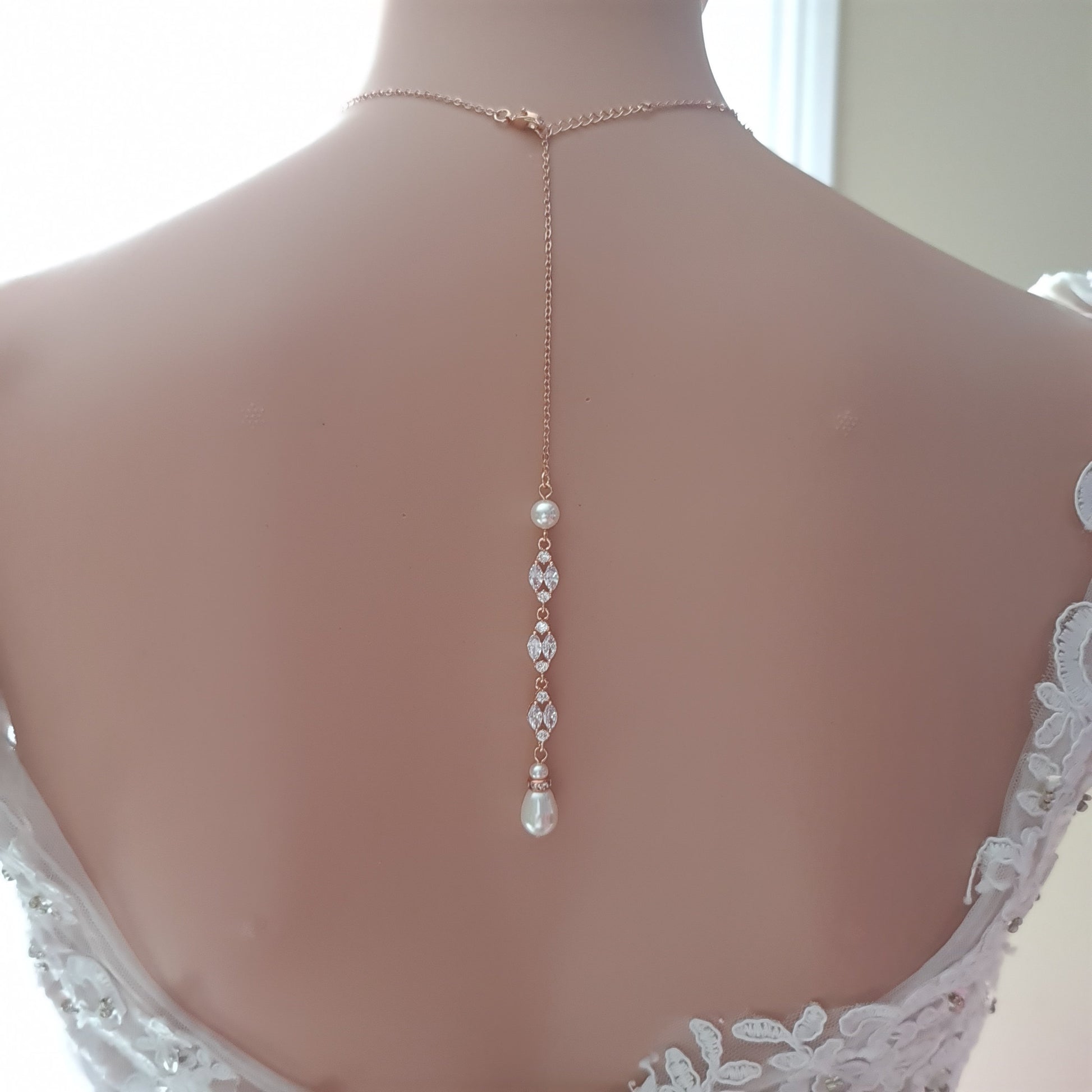 bridal jewelry for strapless dress Necklace For Backless&Strapless Wedding Dress in Silver,Gold,Rose Gold – PoetryDesigns