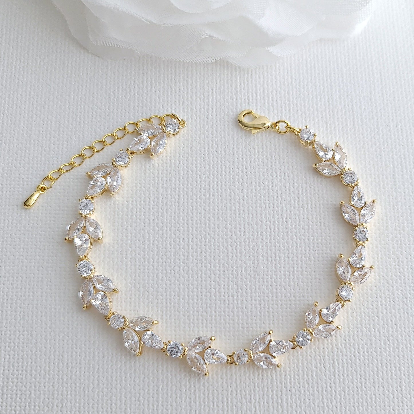 Light Gold Color Bridal Bracelet-Anya - PoetryDesigns