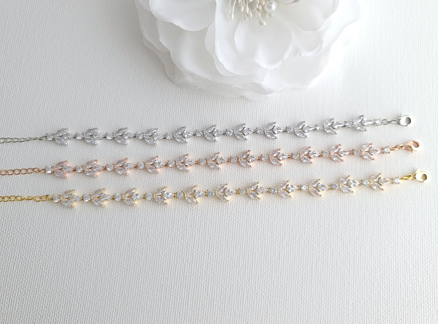 Bracelet for the Bride in CZ & Silver-Anya - PoetryDesigns