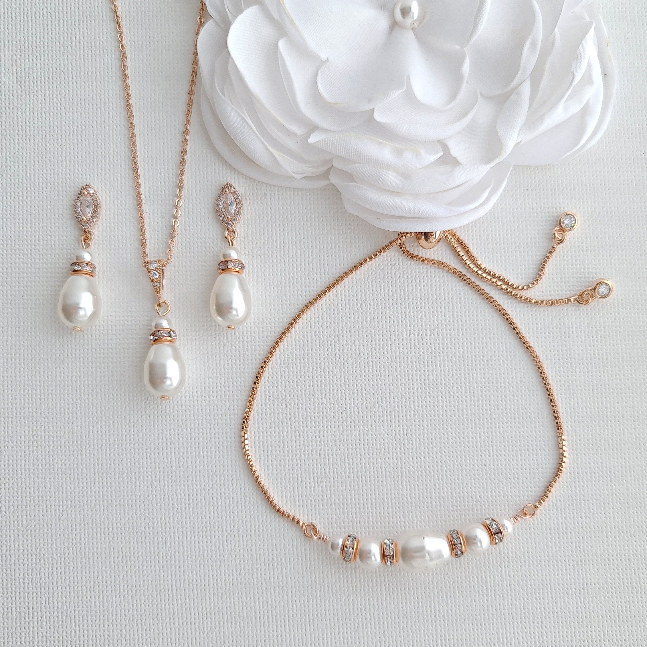 Vintage Pearl Earrings and Pendant Necklace Set - Cassandra Lynne