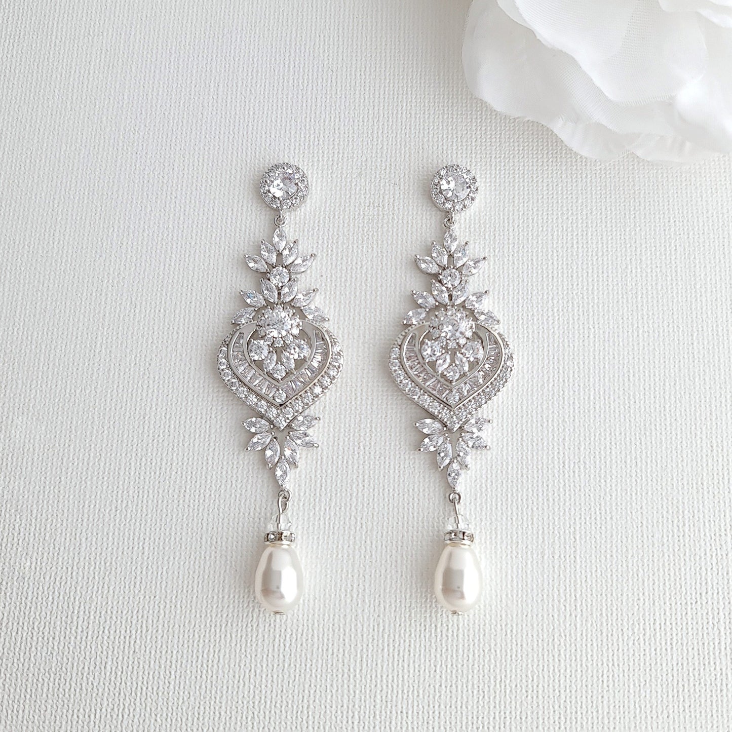Silver Wedding Earrings for the Bracelet Set - Poetry Designs