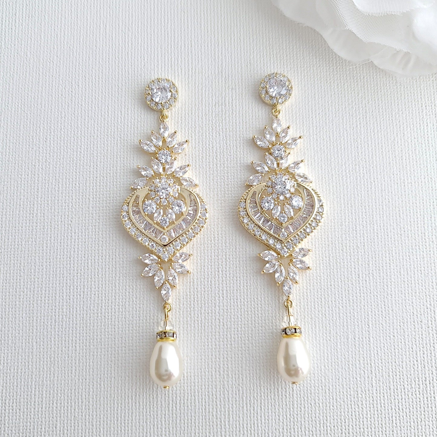 Gold Wedding Earrings for the  Bracelet Set- Poetry Designs