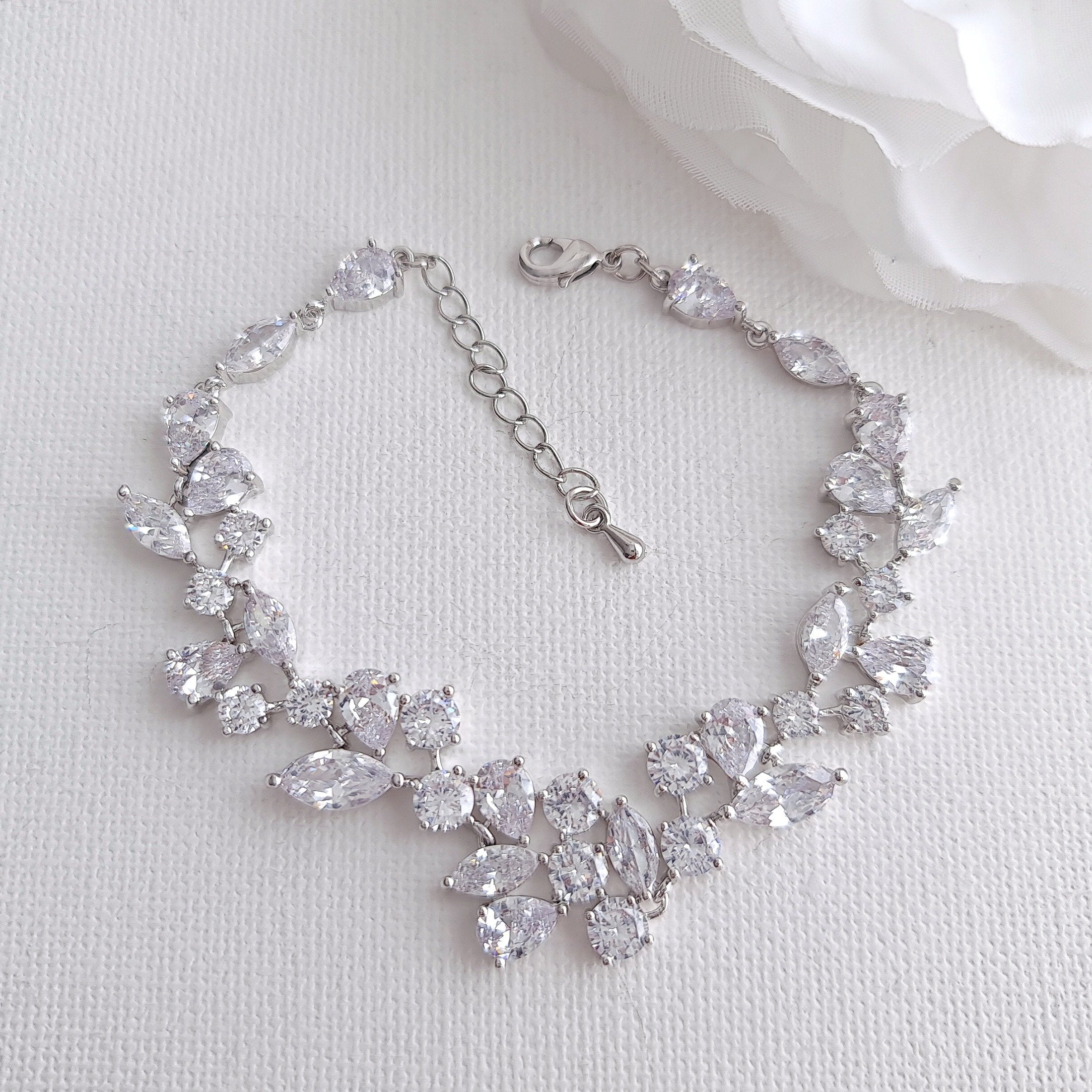 Starlet Glam Freshwater Pearl Bracelet, Silver, Bridal Accessories, Wedding Jewellery, Crystal deals & Pearl Vintage Inspired Bridal Bracelet