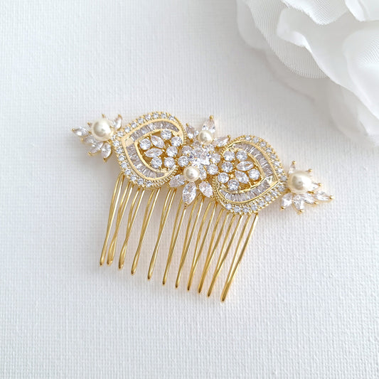 Gold Hair Comb for Wedding-Rosa