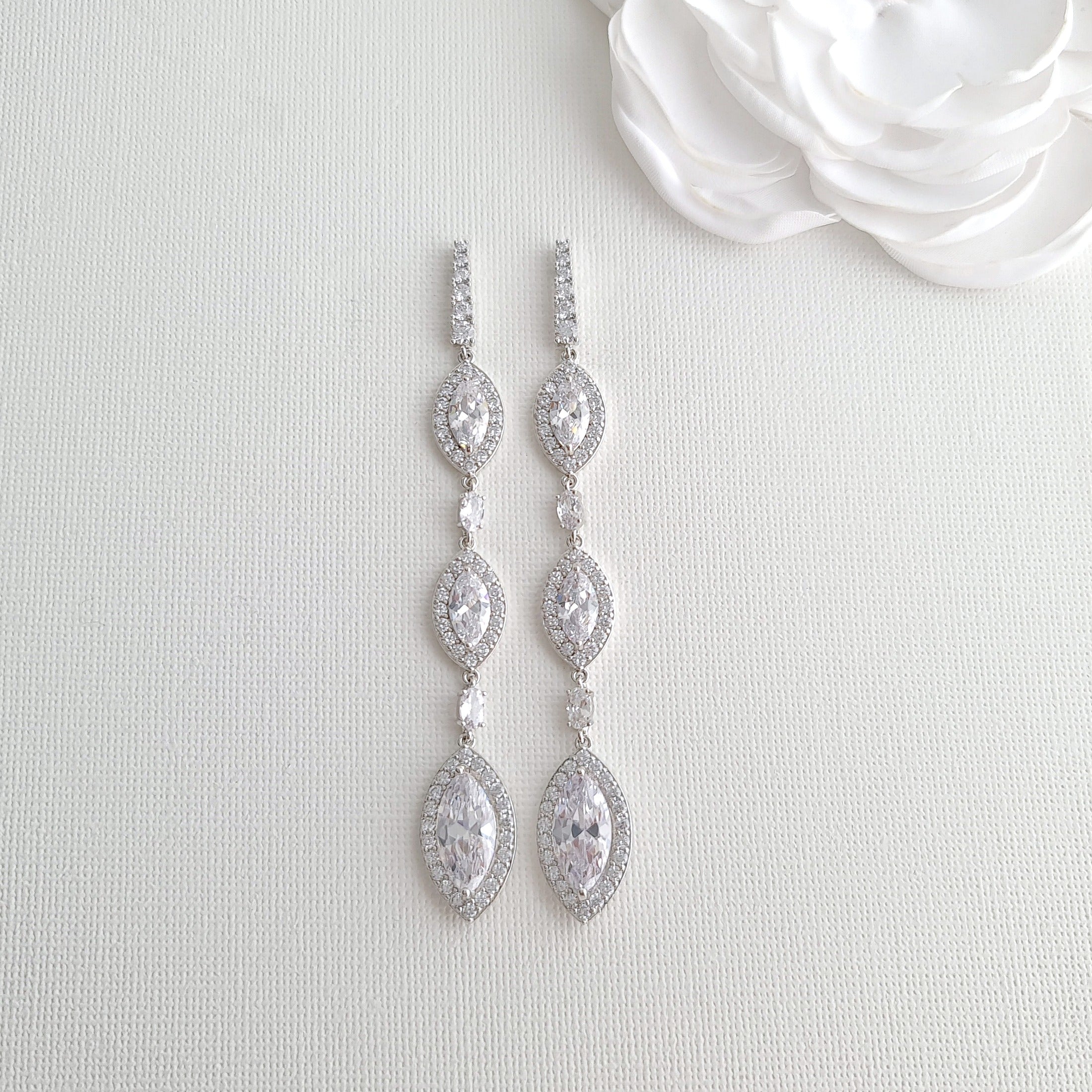 Earrings Crystal Cluster Drop Prom Bridal Wedding Formal Silver Bling  Sparkle | eBay