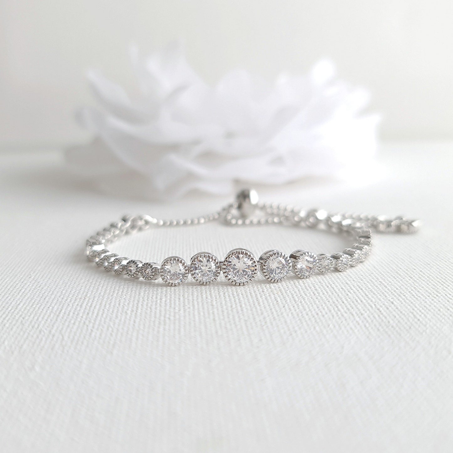 Round Crystal Bridal Bracelet- Zara