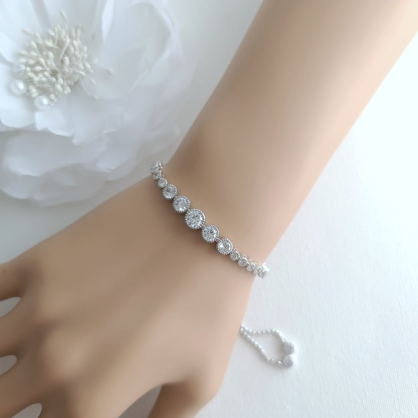 Round Crystal Gold Tennis Bracelet for Weddings-Zara