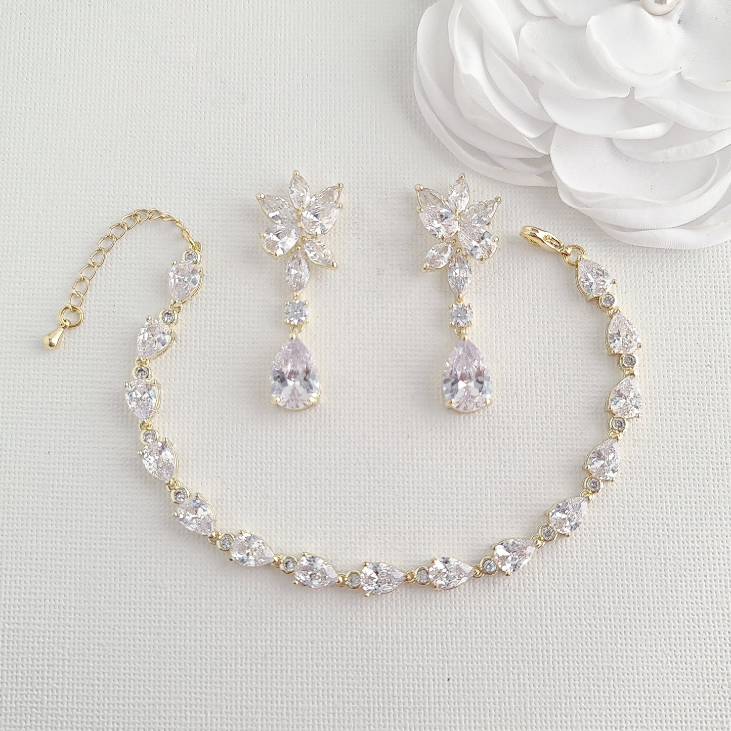 Rose Gold Earrings and Bracelet Set-Ivy
