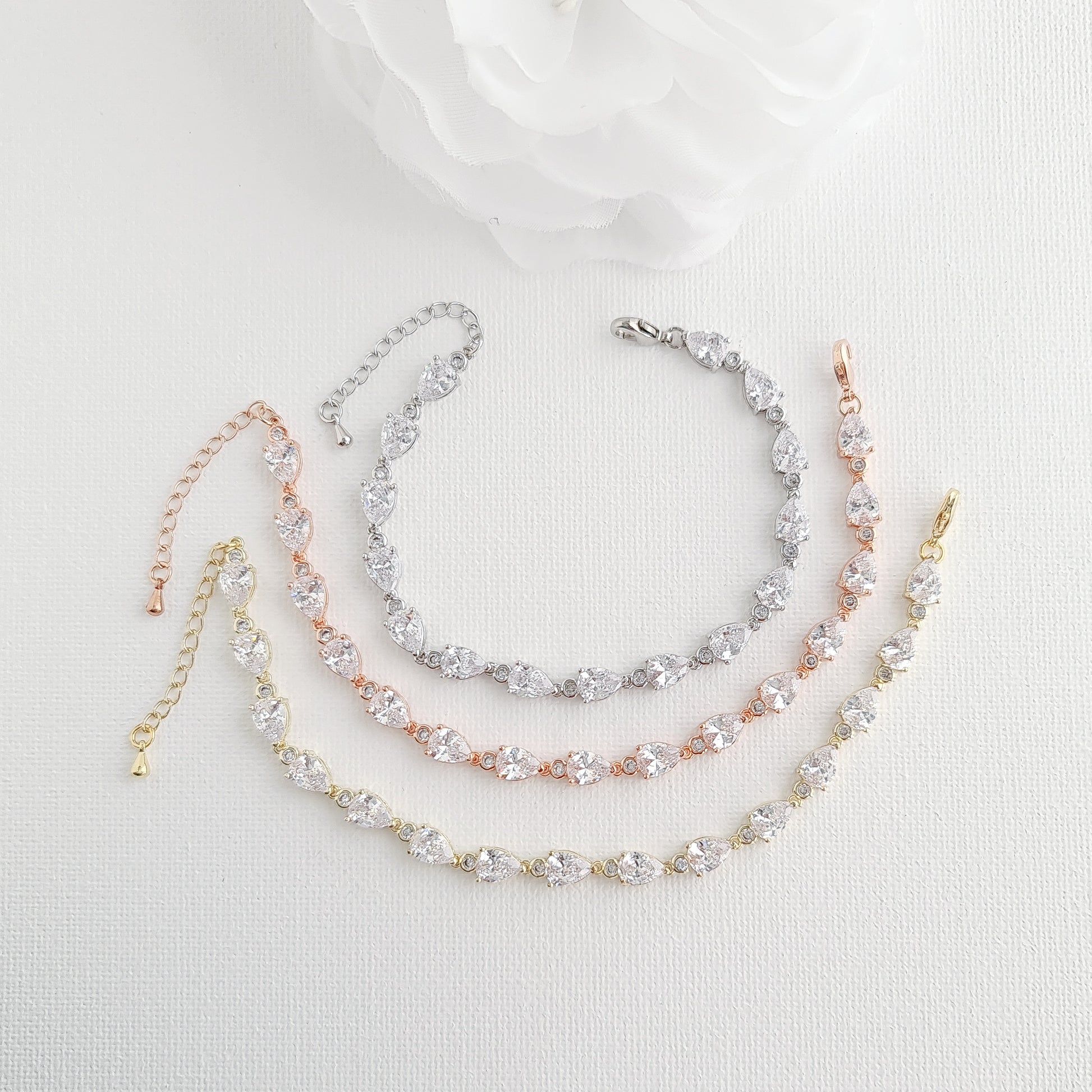 rose gold jewelry with blush dress Pink Gold Wedding Jewelry Set-Ivy