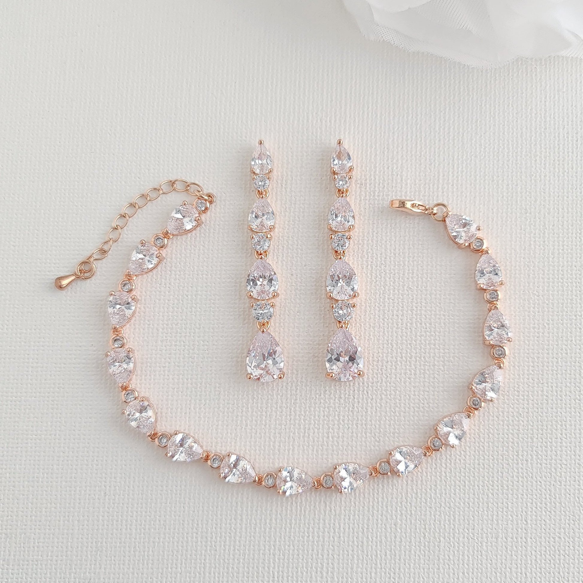 Shop Rose Gold Costume Jewelry Set for Weddings Earrings