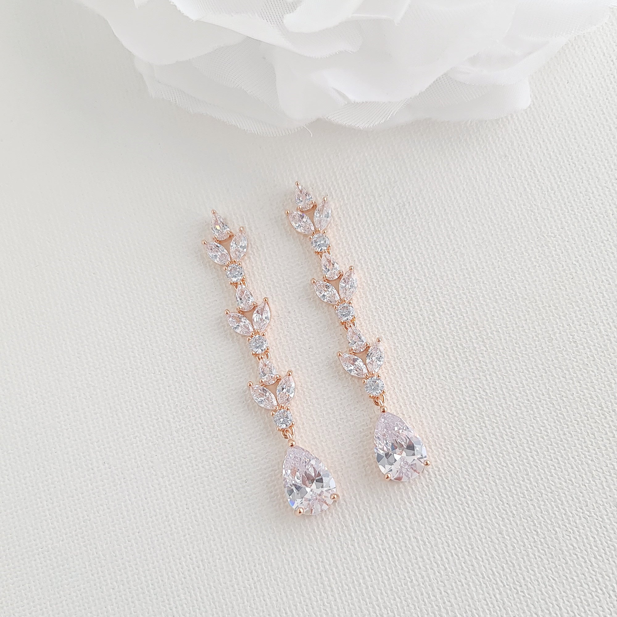 Rose gold evening earrings sale