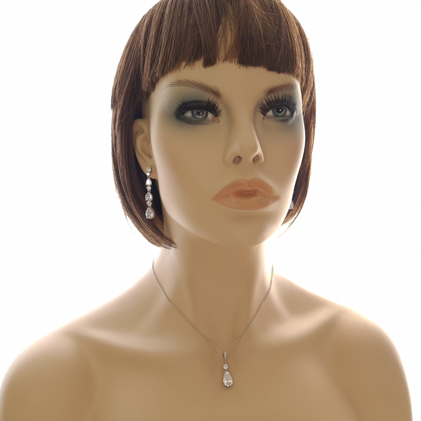 Collier pendentif goutte et boucles d'oreilles Ensemble de bijoux de mariage-Hazel