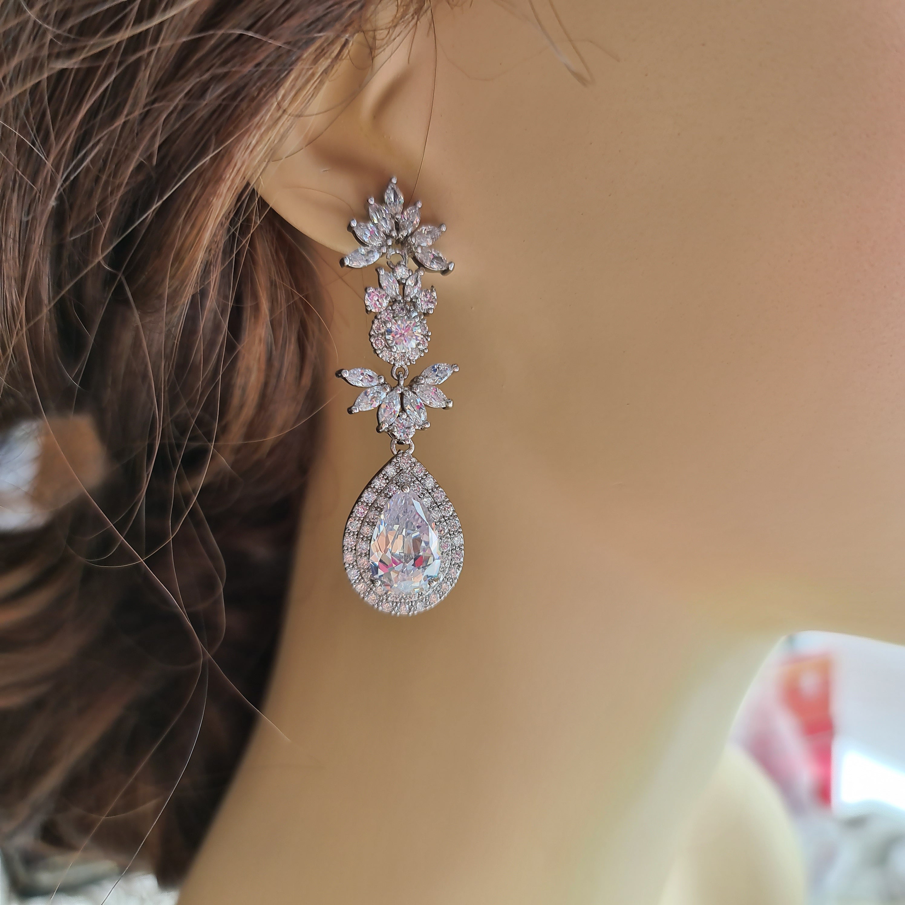 Sparkly Cubic Zirconia Bridal Earrings for Your Wedding-Poetry