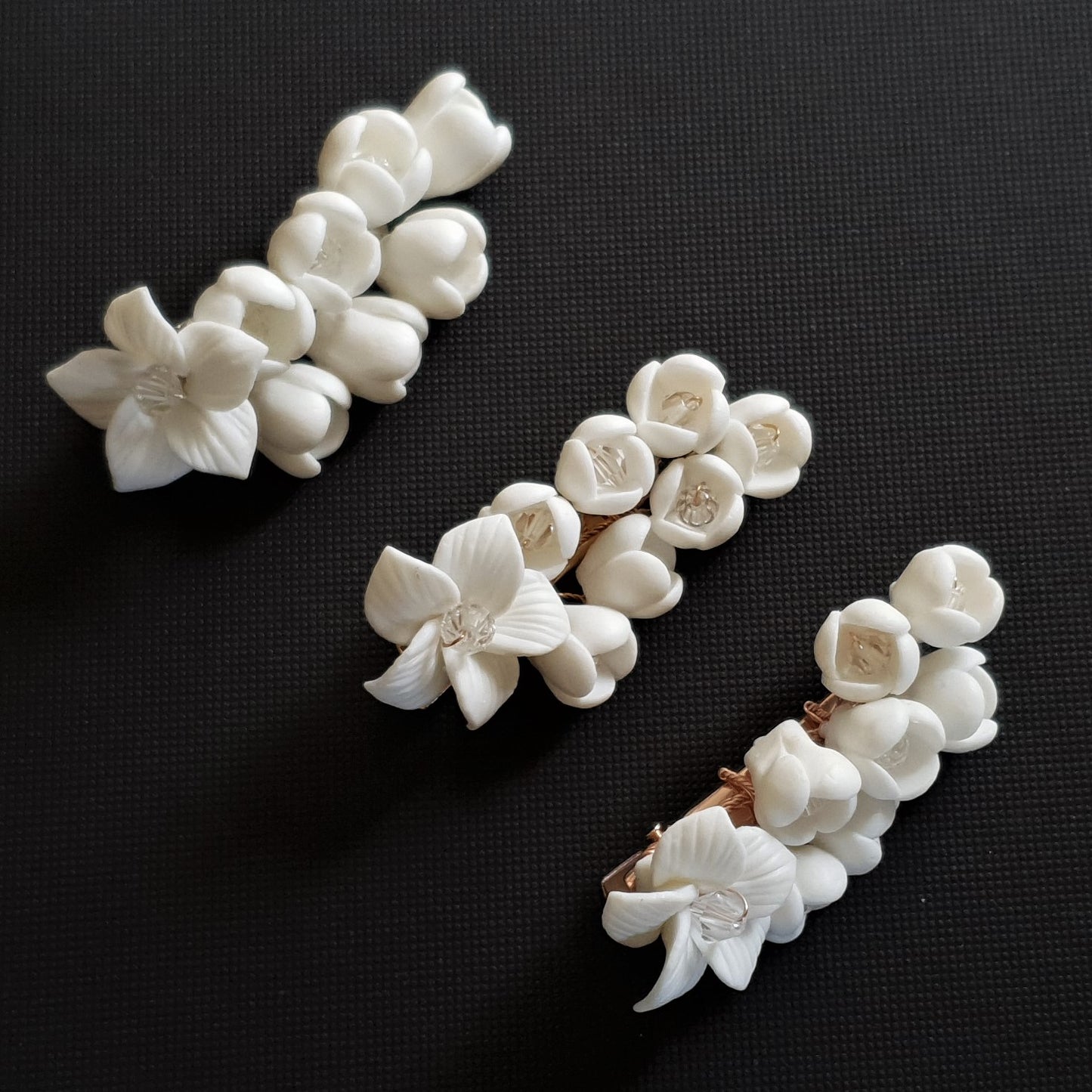 Barrette de mariée Fleurs Blanches-Lilas