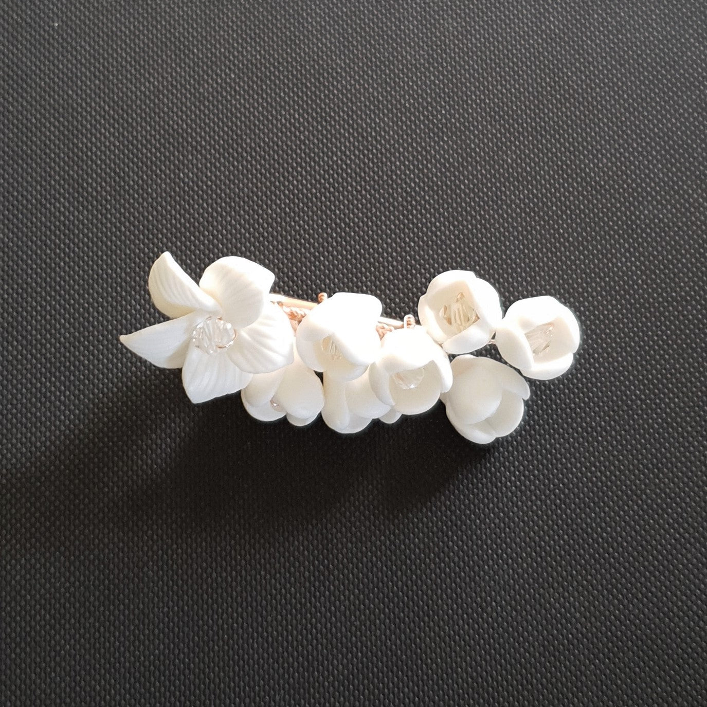 Bridal Hair Clip with White Flowers-Lilac